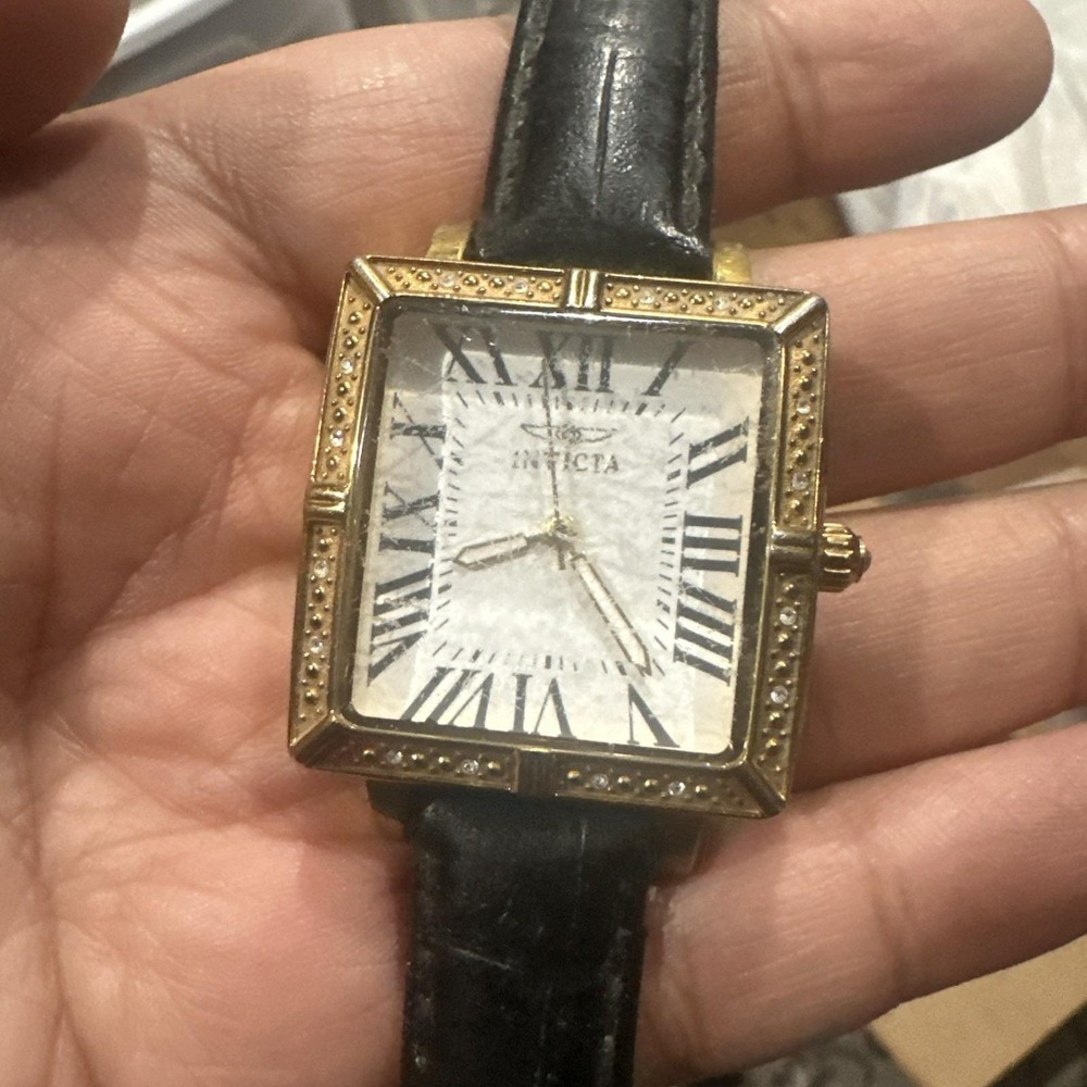 Working Invicta Flame Fusion Crystal Ladies Wrist Watch Square 33mm‎ Black Runs